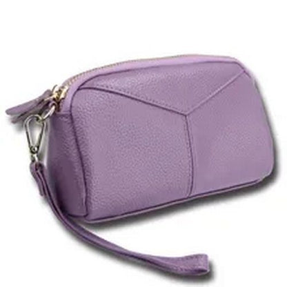 Casual Clutch Bag Genuine Cow Leather Wristlets Handbag Woman Wallet Soft Zipper