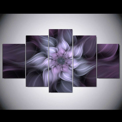 Abstract Purple Flower Digital 5 Piece canvas Wall Art Print Home Decor