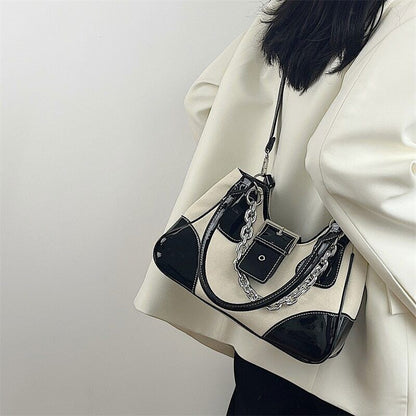 Cool Girls Canvas Bag Leather Women's Chain Shoulder Crossbody Bags Handbags