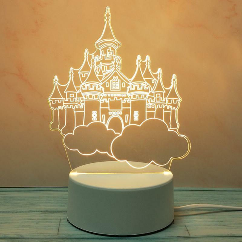 3D LED Night Light USB Chrome Small Table Lamp Hearts Novel Illusion Lamp Girl