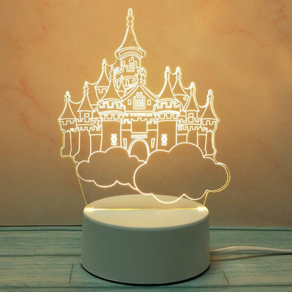 3D LED Night Light USB Chrome Small Table Lamp Hearts Novel Illusion Lamp Girl