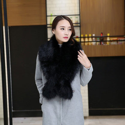 Women Scarves Winter Collar Cape Shawl Fashion Long Hair Wraps 115x19cm Faux Fur