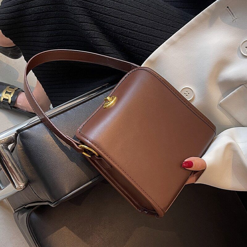 Square Tote Armpit Bag PU Leather Women's Handbag Shoulder Messenger Bag