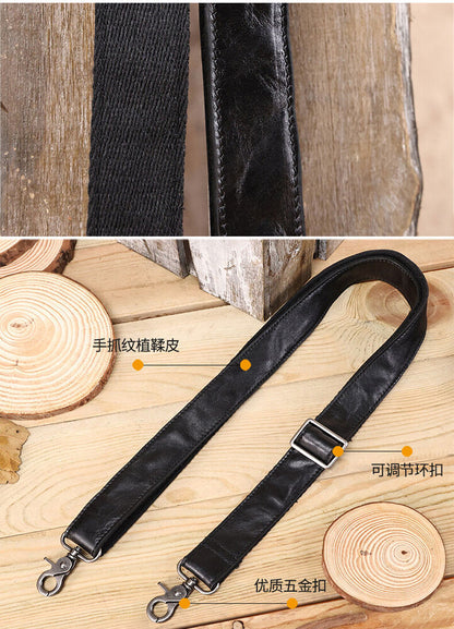 Black Cow Leather Replacement Shoulder Strap for Briefcase Luggage Messenger Bag