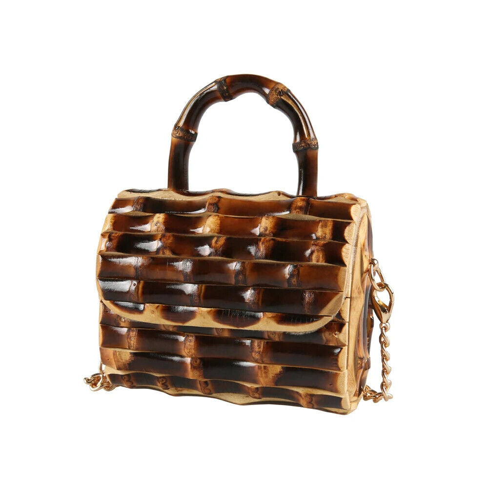 Rattan Straw Bamboo Root Mini Cross Body Messenger Shoulder Bag Handbag