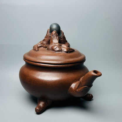 Vintage Chinese Yixing Purple Clay Teapot Zisha Ceremony Carving Collectible Art