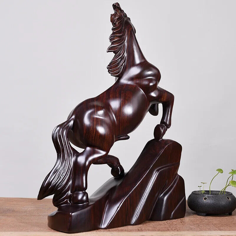 Solid wood horse statue art whole wood sculpture Home living room office statue