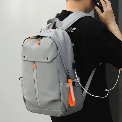 Men's Backpack Charging Bag PU Leather Male Business Travel Bagpack