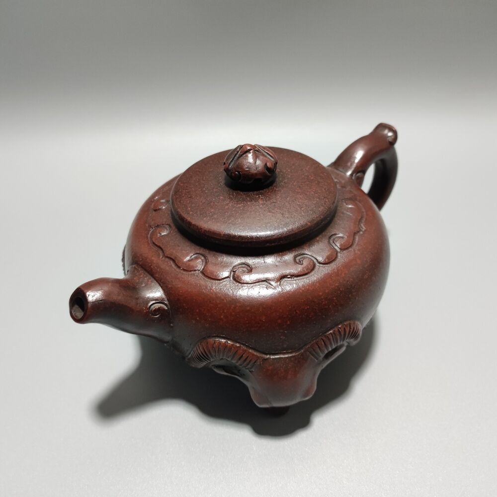 Vintage Chinese Yixing Purple Clay Teapot Zisha Ceremony Carving Collectible Art