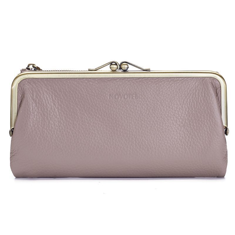 Classic Wallet Long Clutch Genuine Leather Wallet Large Coin Bag Vintage Buckle