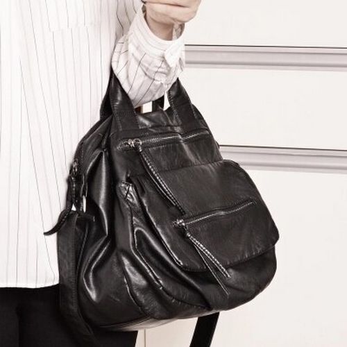 Novelty Black Washed Synthetic Leather Handbag Large One Shoulder Satchel Purse