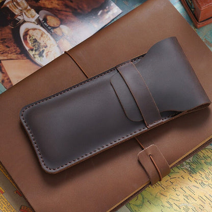 Handmade Cowhide Leather Vintage Pen Bag Pencil Case for 3 Pens 16.5cm*7cm