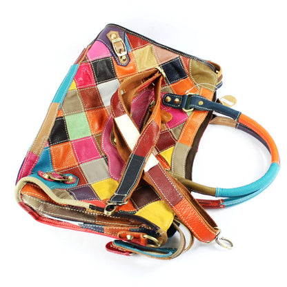 Designer Women's Genuine Leather Multi-color Handbag Satchel Tote Shoulder Bags