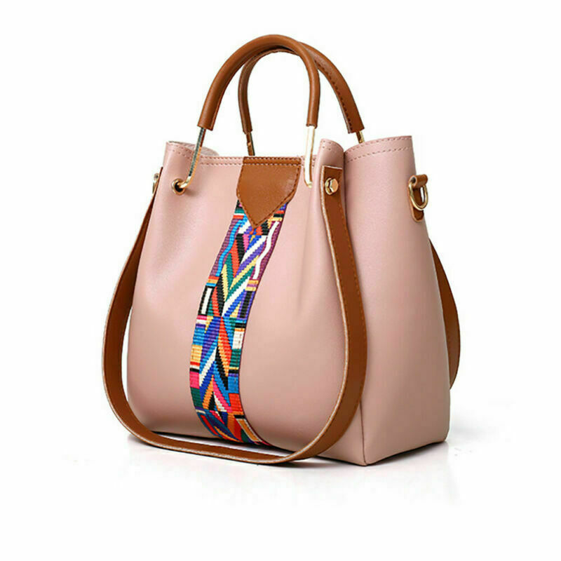 4PC Women PU Leather Handbag Shoulder Bag Crossbody Satchel Messenger Purse Tote