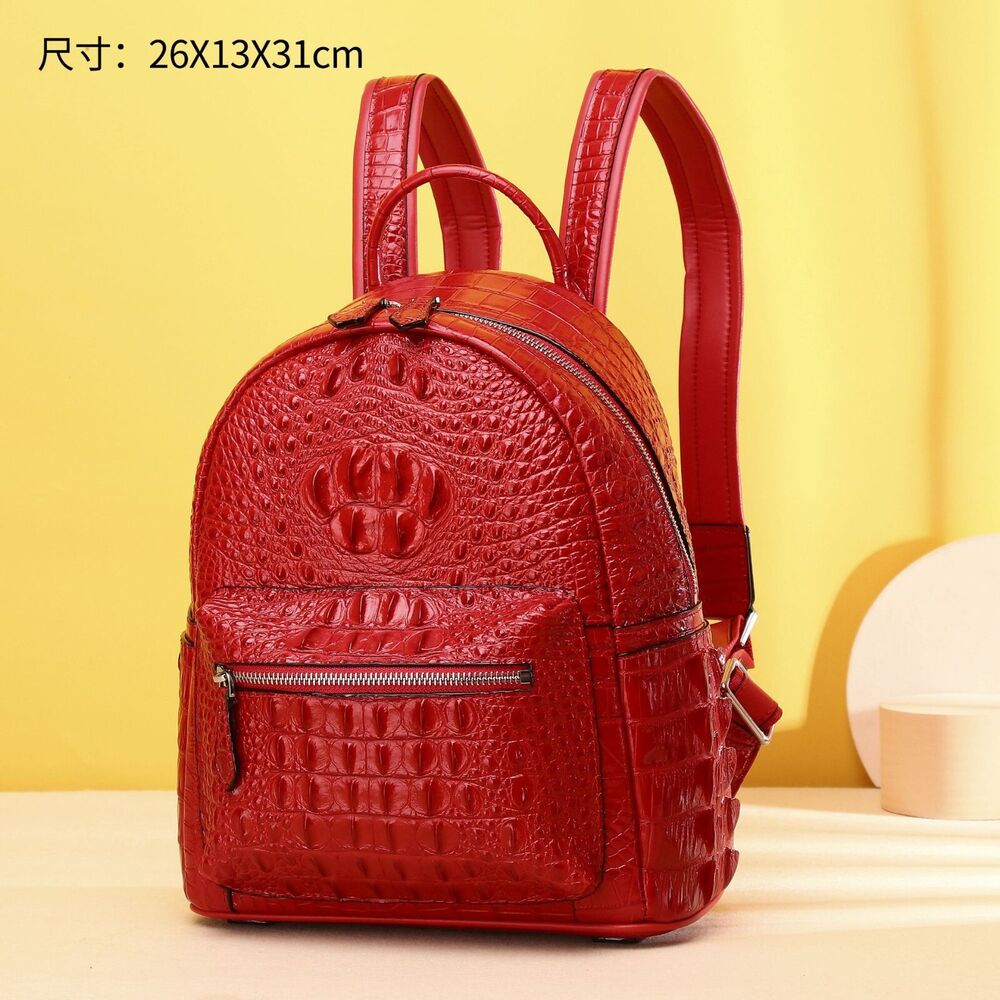 Top Cow Leather Women's bag, Desinger Crocodile Pattern Backpack Travel Bag