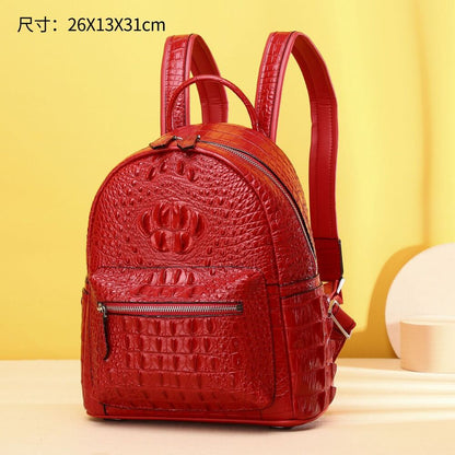Top Cow Leather Women's bag, Desinger Crocodile Pattern Backpack Travel Bag