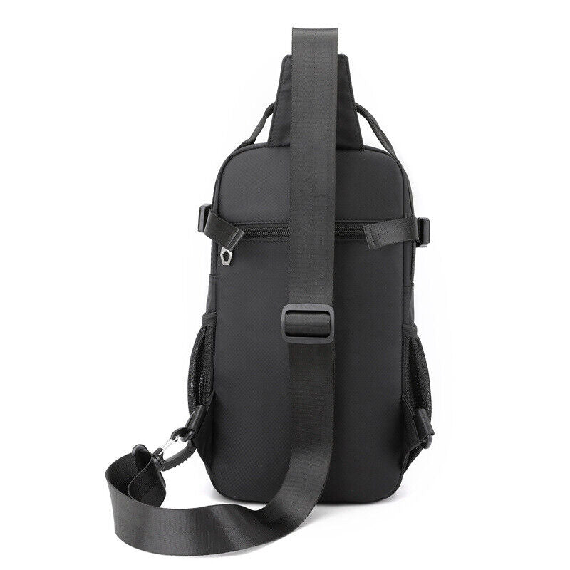 Men Nylon Waterproof Chest Bag Shoulder Crossbody Bag Pocket Handbag Travel