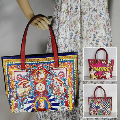 Floral Traveling Shoulder Bag Textured Leather Shopper Large Bag Women Handbags