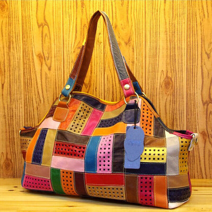 Designer Women'S Genuine Leather Multi-color Handbag Satchel Tote Shoulder Bags
