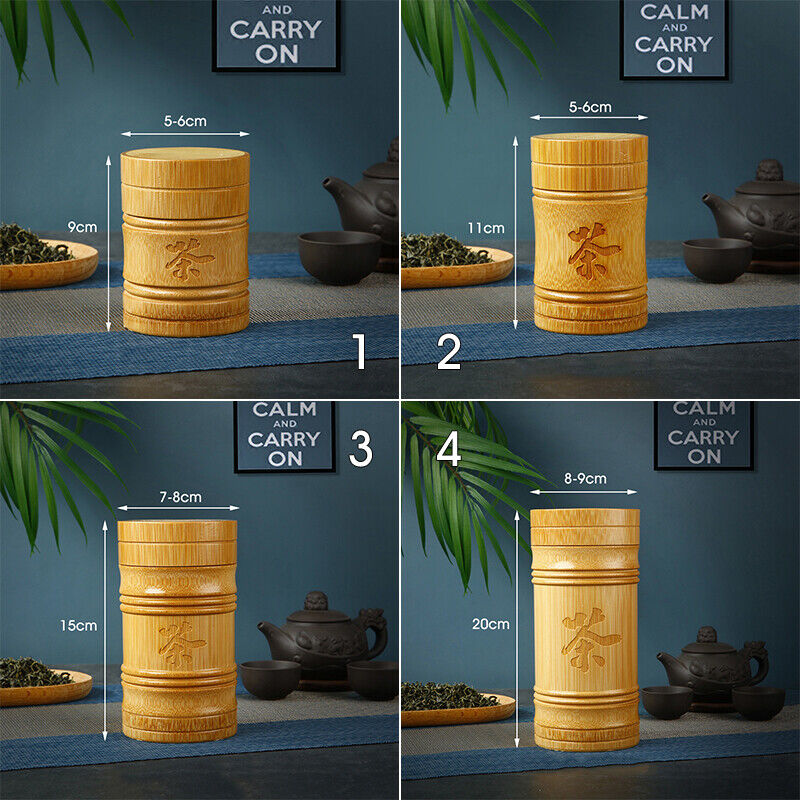 Portable Lightweight Bamboo Tea Jar Storage Holder Chinese Tea Container Box