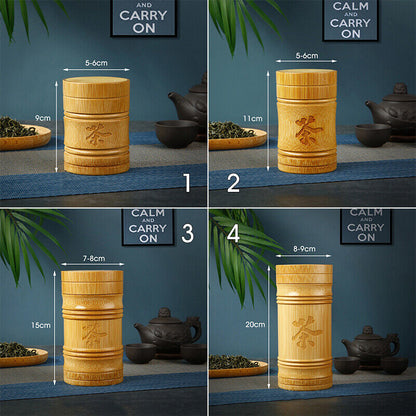 Portable Lightweight Bamboo Tea Jar Storage Holder Chinese Tea Container Box