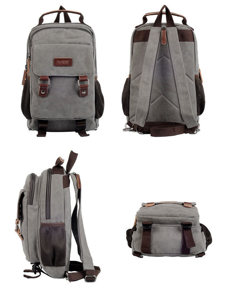 Convertible Canvas Small Mini Backpack Rucksack Chest Pack Sling Bag Travel