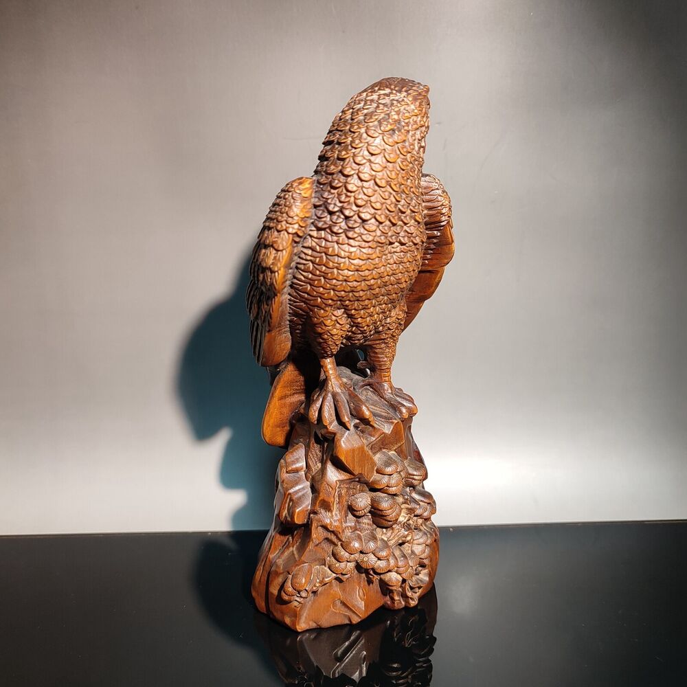 fierce hawk statue eagle bird Animal figurines sculpture chinese wood carving