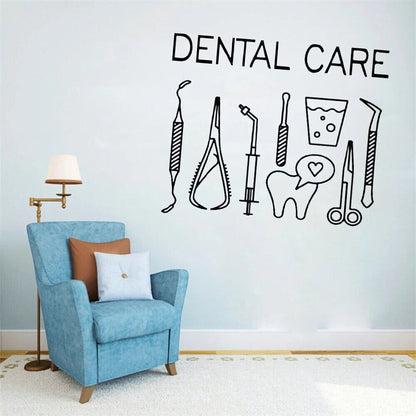 Dental Care Wall Sticker Matte Vinyl Art Removable Dentist Smile Tool Logo Decal