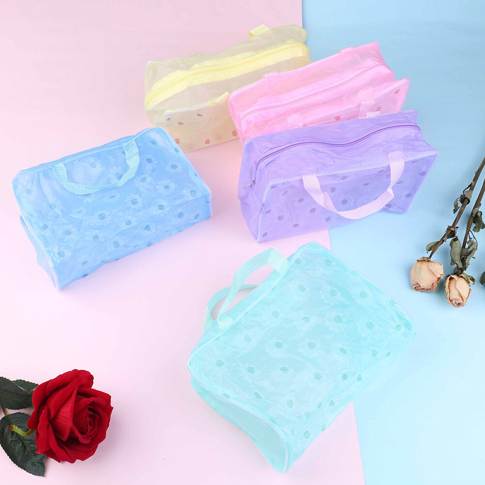Clear Transparent Plastic PVC Travel Makeup Bag Cosmetic Toiletry Zip Pouch-ca
