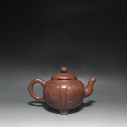 vintage chinese yixing purple clay teapot zisha ceremony carving Collectible art