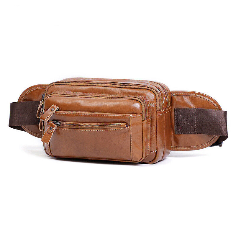 Motorcycle Outdoor Genuine Vintage Leather Waist Fanny Pack Crossbody Sling Bag