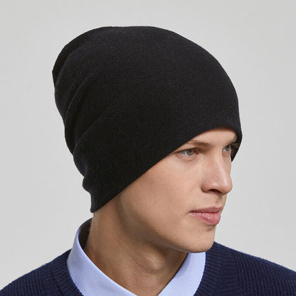 Men's Wool Cashmere Beanie Warm Soft Slouchy Beanies Wool Cap Hat