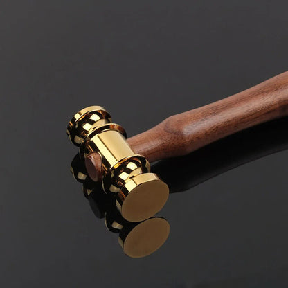 Hammer Solid Brass Mirror Polished Wooden Handle Leather Craft Workshop DIY Tool