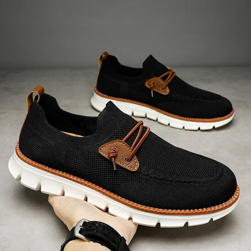 Men Casual Mesh Shoes Loafers Summer Breathable Light Weight Big Foot