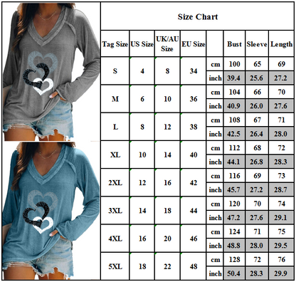 Women Long Sleeve Print Pullover Blouse Baggy T-Shirt Casual Tee Tops Plus Size