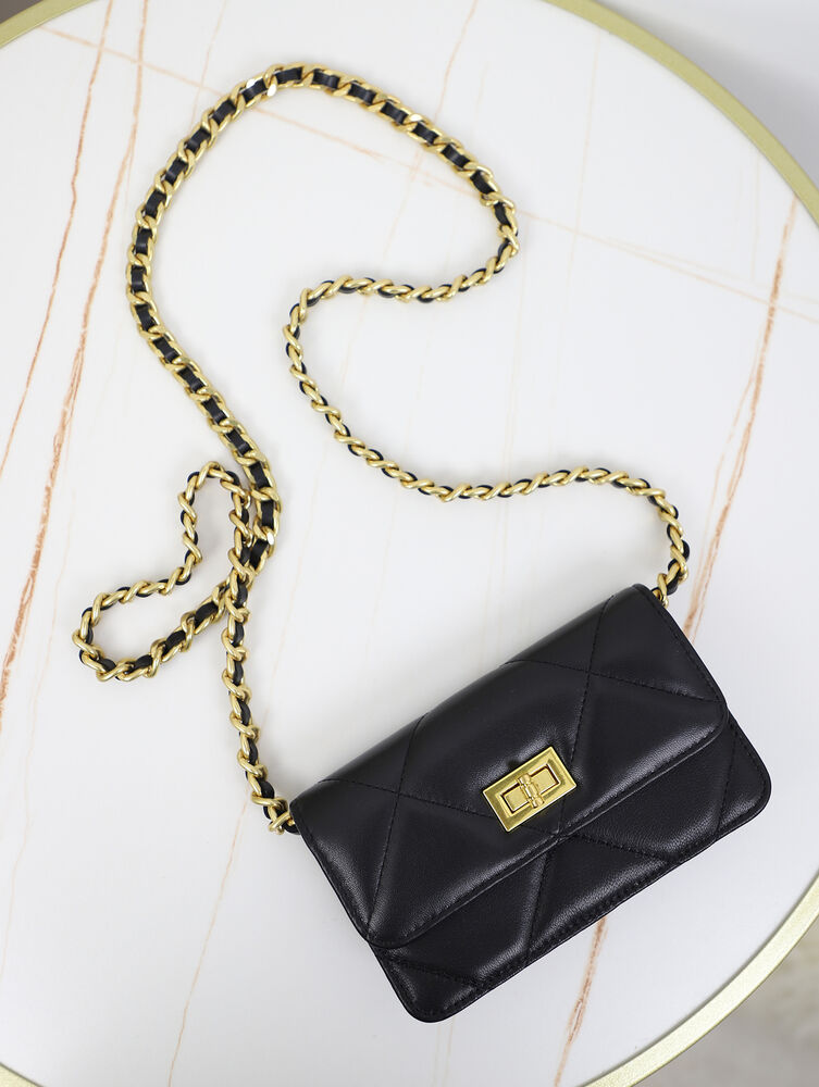 Quilted Lambskin Leather Flap Phone Wallet on Chain Purse Crossbody Shoulder Bag