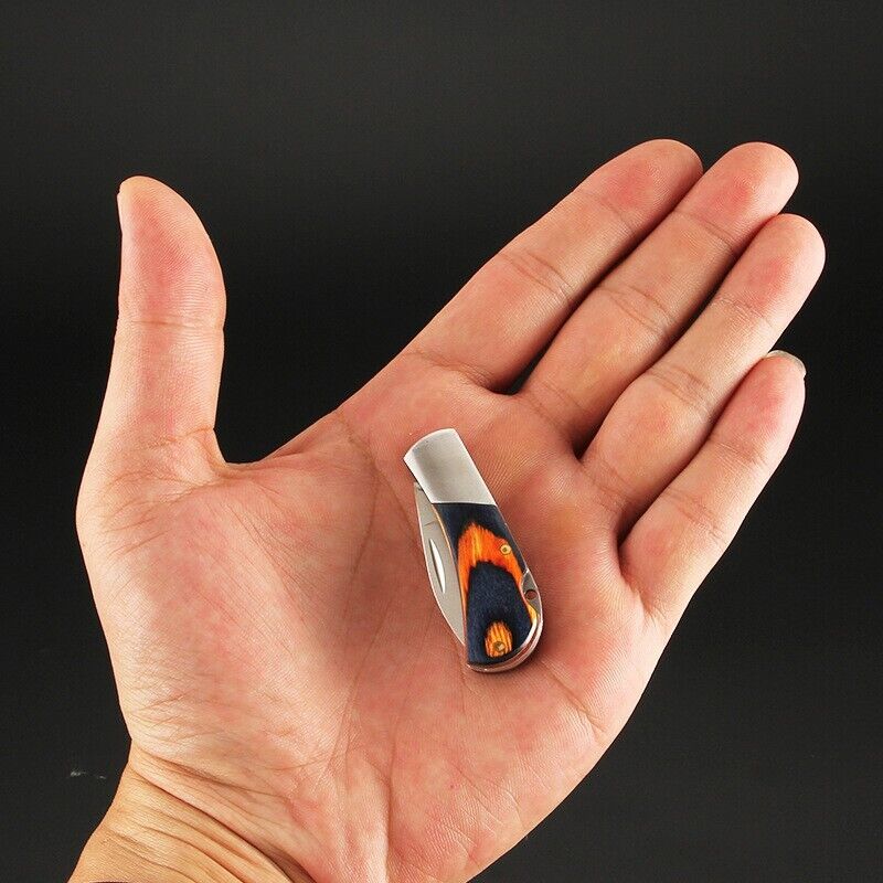 Mini NEW Portable Keychain Outdoor Camping Wood Folding Pocket Knife Tool Ring
