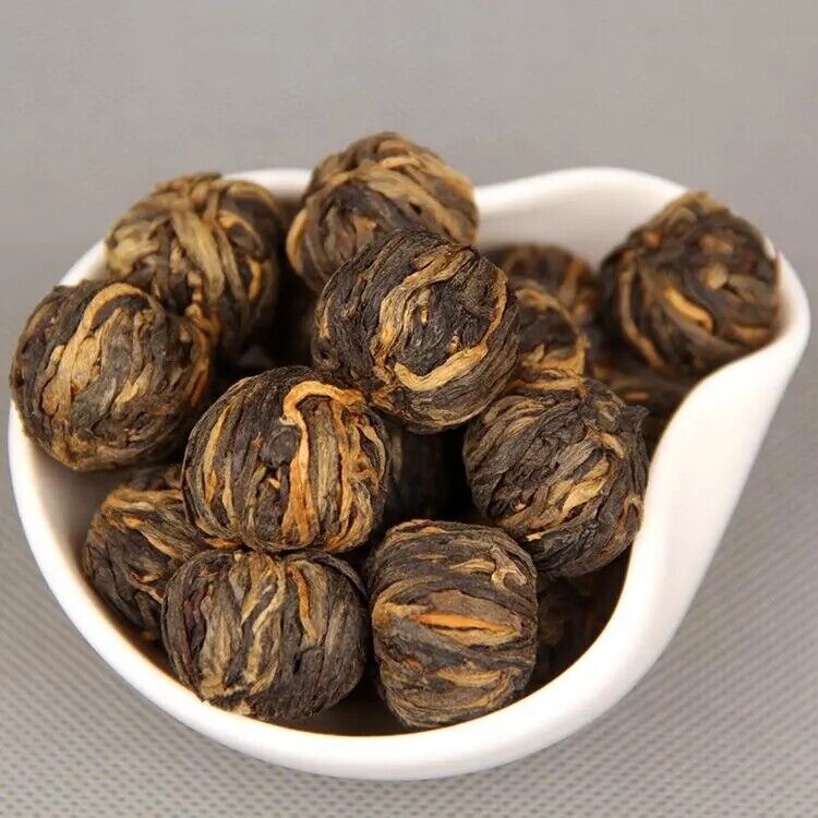 60g Handmade Organic Dian Hong Blooming Tea Ball Yunnan Black Tea Dragon Pearl