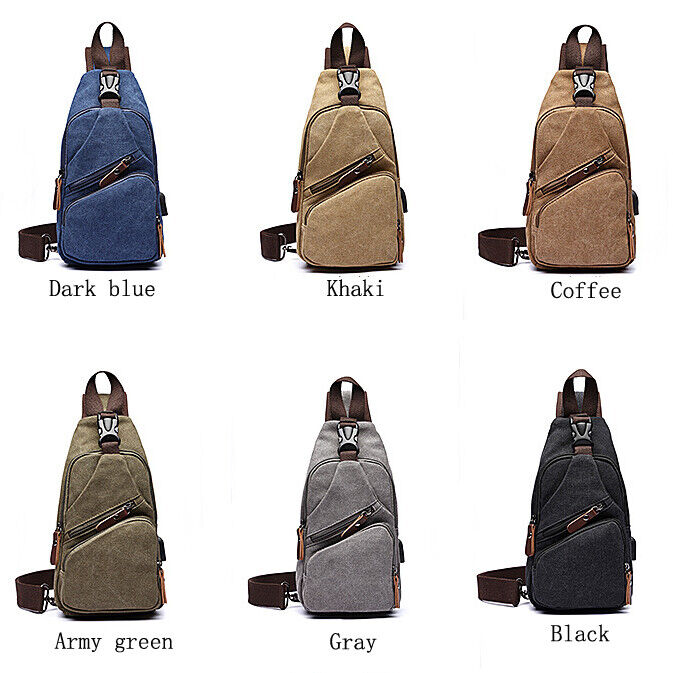 Men's Sling Backpack Canvas Crossbody Chest Bag Casual Daypack Outdoor Sport Bag