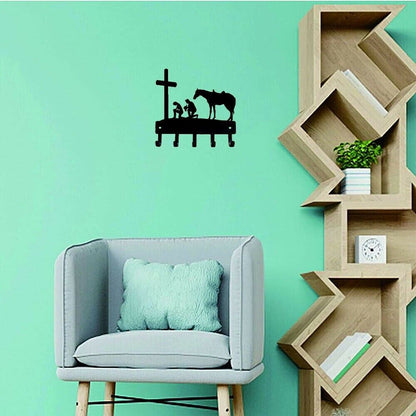 Cowboy Cowgirl At The Cross Wall Mounted Hook Up Pendant Wall Art Home Decor