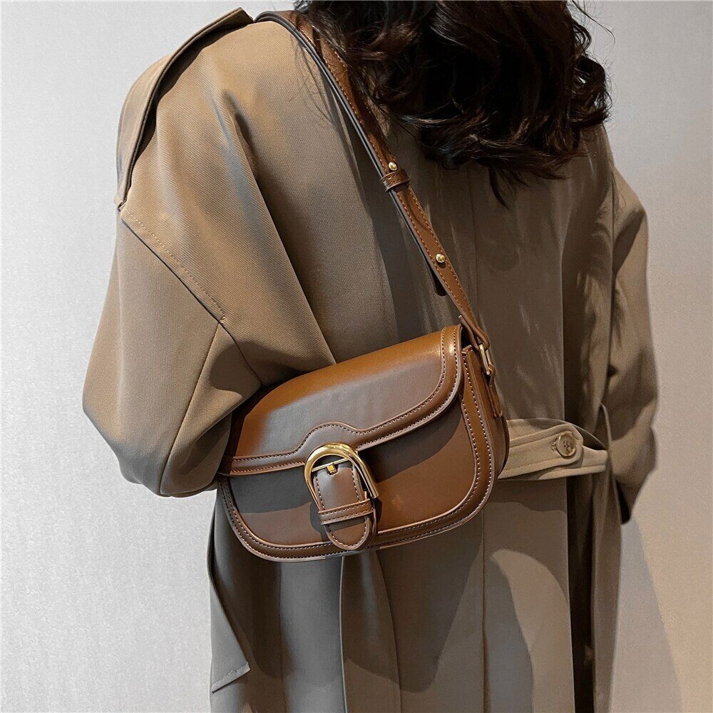 Saddle Shoulder Bags Women Crossbody Bag PU Leather Ladies Handbag