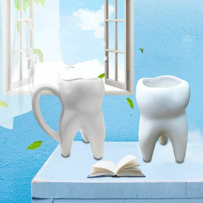 Coffee Mug Creative Travel Dental Tooth Shaped Ceramic Water Cups Gift 12.5x14cm