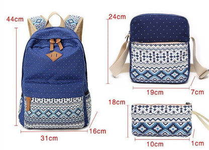 Canvas Printing Backpack School Bag Cute Black Polyester Purse Gray/Black/Purple