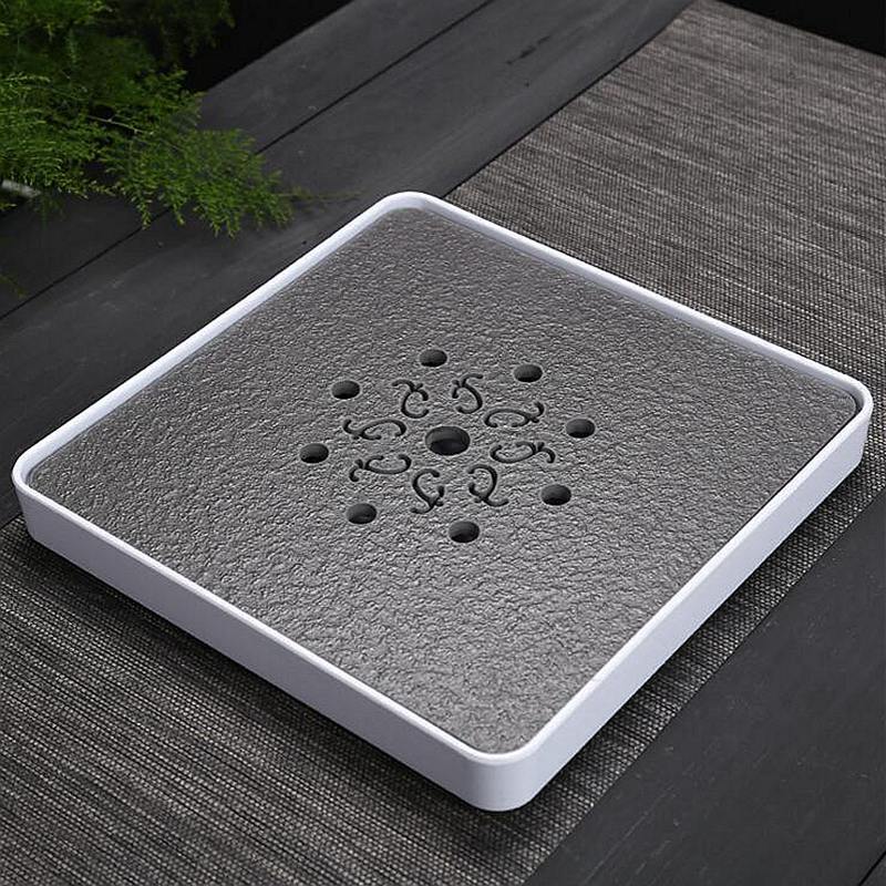 Black Stone Kungfu Tea Tray with Drainage Water Storage for Puer Tableware Tea