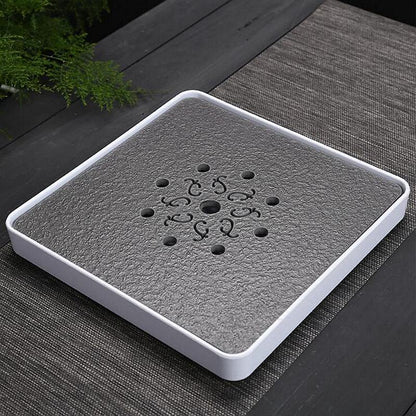 Black Stone Kungfu Tea Tray with Drainage Water Storage for Puer Tableware Tea