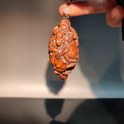 wood carving wooden Lotu frog wooden carved statue Portable mini Boxwood gift