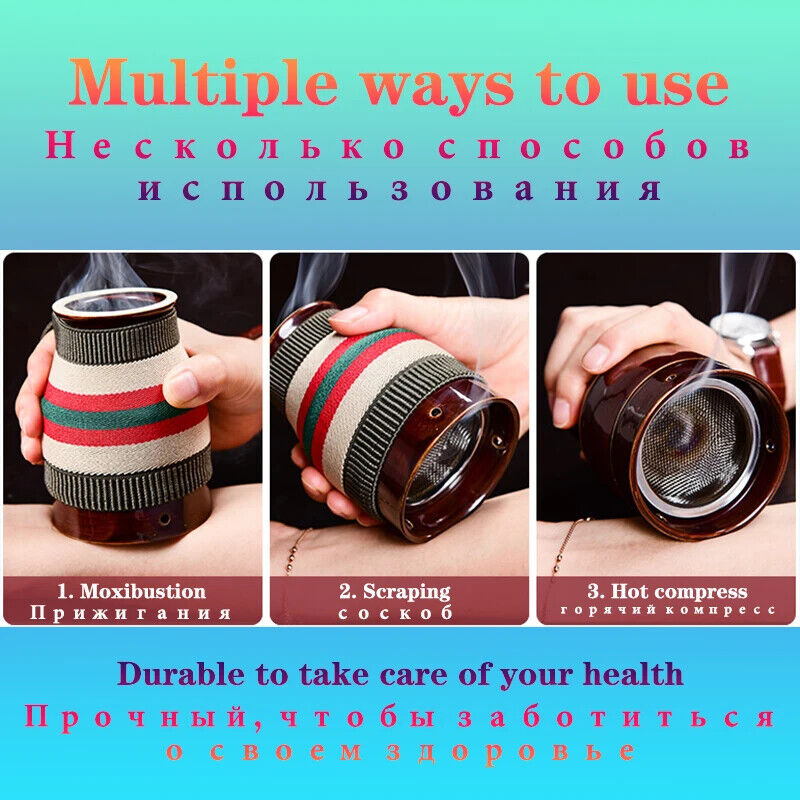 Hand Holding Moxibustion Scraping Pot Ceramic Material Moxa Stick Burner Cup 艾灸罐
