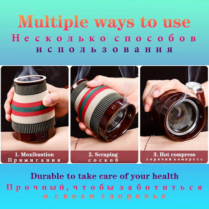 Hand Holding Moxibustion Scraping Pot Ceramic Material Moxa Stick Burner Cup 艾灸罐