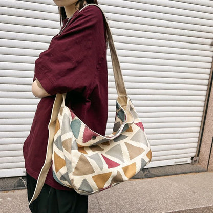 Canvas Big Soft Slouchy Bag Vintage Retro Student Laptop Pouch Crossbody Purse