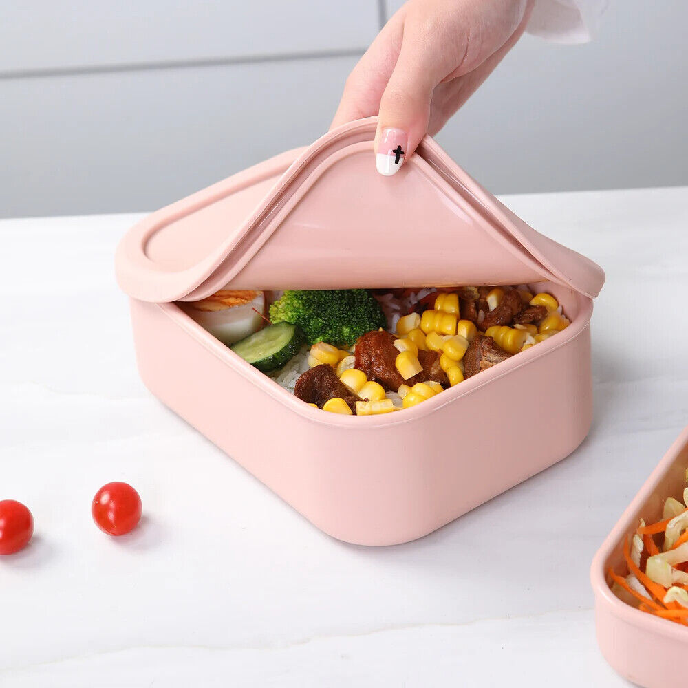 Food Storage Container Silicone Reusable Airtight Lidded Lunch Bento Snack Boxes
